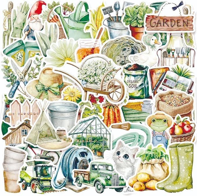 50 Pcs Cute Garden Farm Life Stickers, Vintage Plant Gardening Tool Animal - Image 5