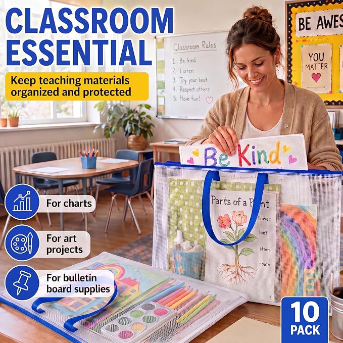 10 Pcs Art Portfolio Bags, 19 x 25 Inch Clear Poster Storage Bags - Image 5
