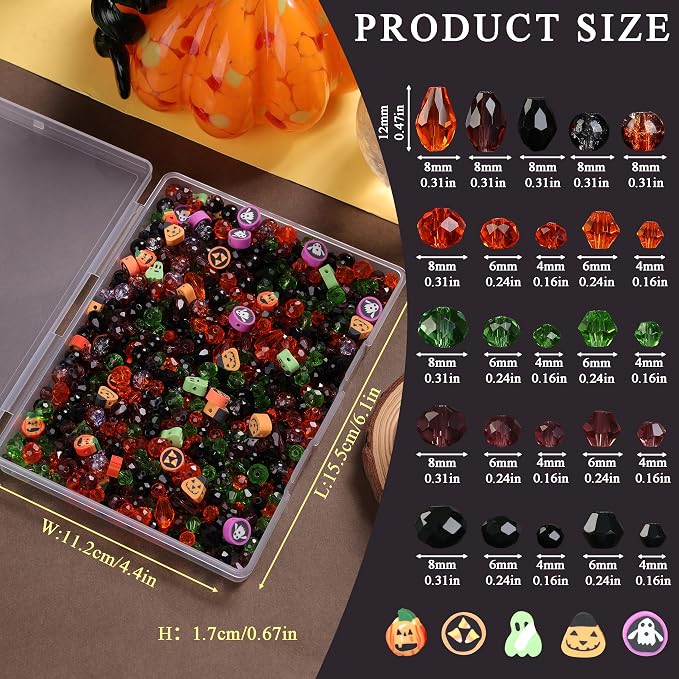 ZHIYUXI 1150PCS Halloween Glass Beads Orange Pumpkin Beads Jewelry Making | - Image 6