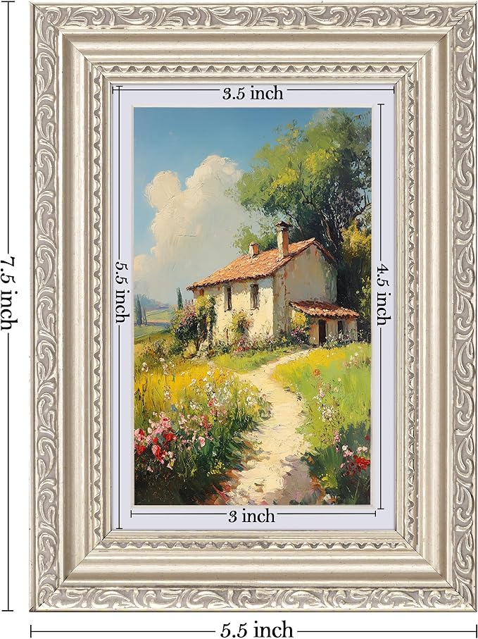 eletecpro 4x6 Vintage Picture Frame, Glass Cover, Horizontal or Vertical - Image 3