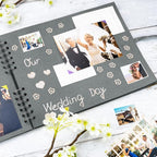 Bstorify Square Scrapbook Photo Albums 50 Pages Grey Thick Paper, Ribbon Closure - Image 7