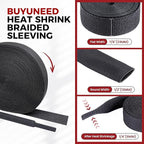 Heat Shrink Wire Loom 2:1 Shrinkable Braided Cable Sleeve 1/2 Inch ID-128ft - Image 2