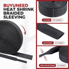 Heat Shrink Wire Loom 2:1 Shrinkable Braided Cable Sleeve 1/2 Inch ID-220ft - Image 2