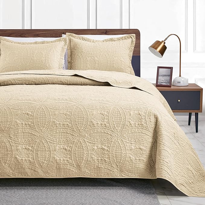 Love's cabin Twin Quilt Set Camel Bedspreads by Lovescabin