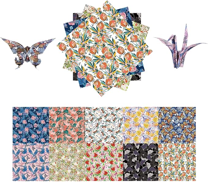 Origami Paper Kit 50 Sheets 6 Inch Square Double Sided Color 10 Vivid Colors by Bestartsuppliesforyou