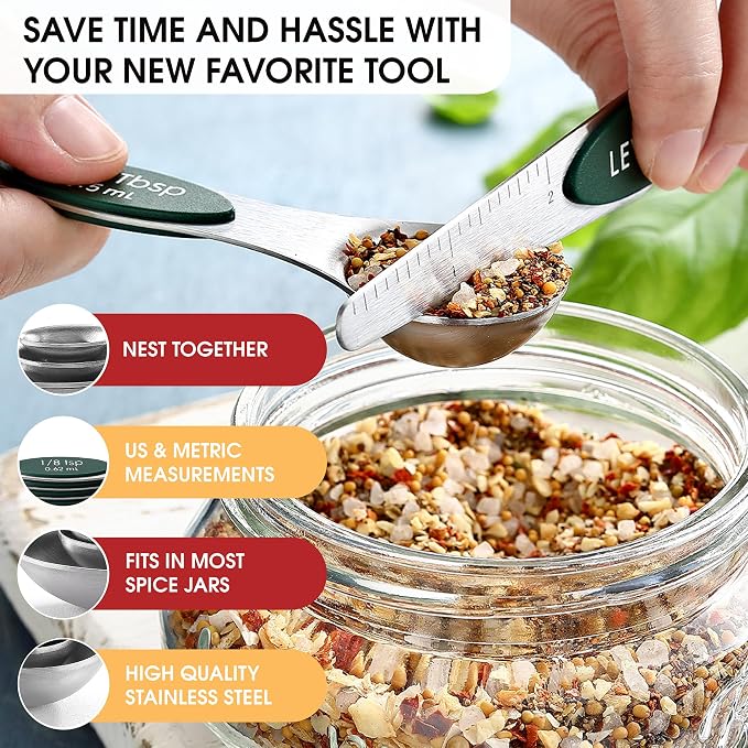 Spring Chef Stainless Steel Magnetic Measuring Spoons Set of 8 - Image 5