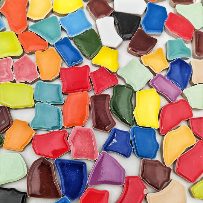 1.1lb Ceramic Mosaic Tiles, Mixed Colour Ceramic Mosaic Pieces - Image 4