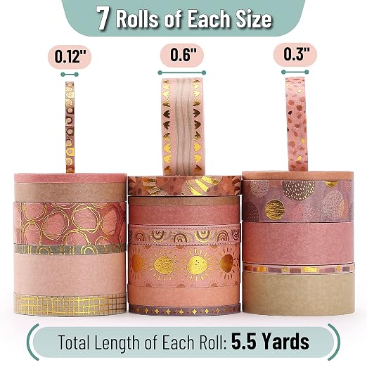 Mr. Pen- Washi Tape Set, 21 Rolls, Boho Design | 5.5 Yards/Roll, Washi Tape - Image 3