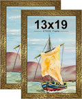 KTKDE 13x19 Picture Frame Set of 2, Ornate Vintage Gold Poster Frames by KTKDE
