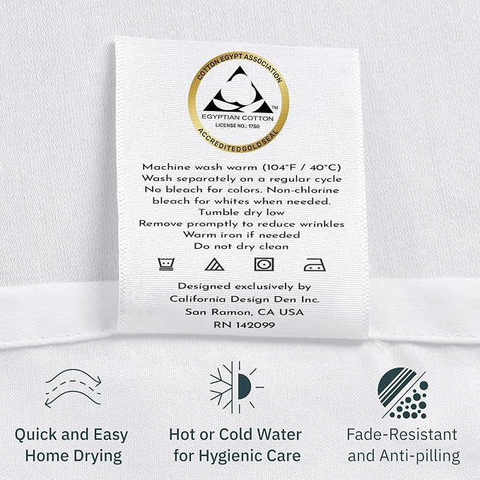 California Design Den King Pillow Cases Set of 2-100% Egyptian Cotton Pillow - Image 8