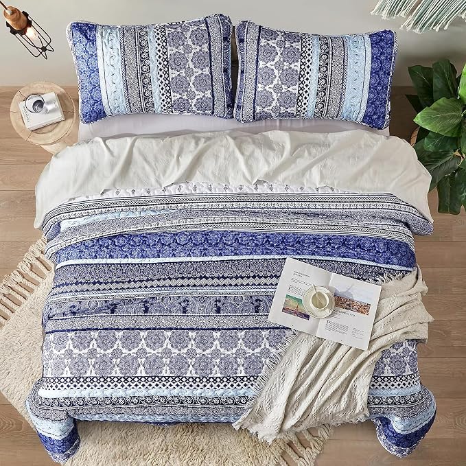 WONGS BEDDING Boho Quilt Set Twin Size, Lightweight Bedspread Coverlet Bedding - Image 3