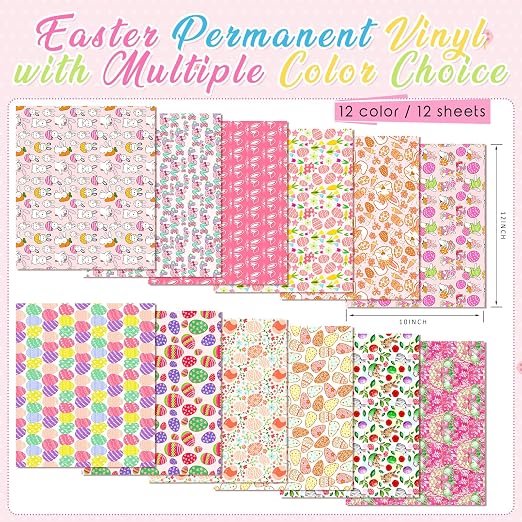 Tintnut Easter Egg Permanent Vinyl 12 Pcs 12"x10" Pink Bunny Adhesive Vinyl | - Image 6