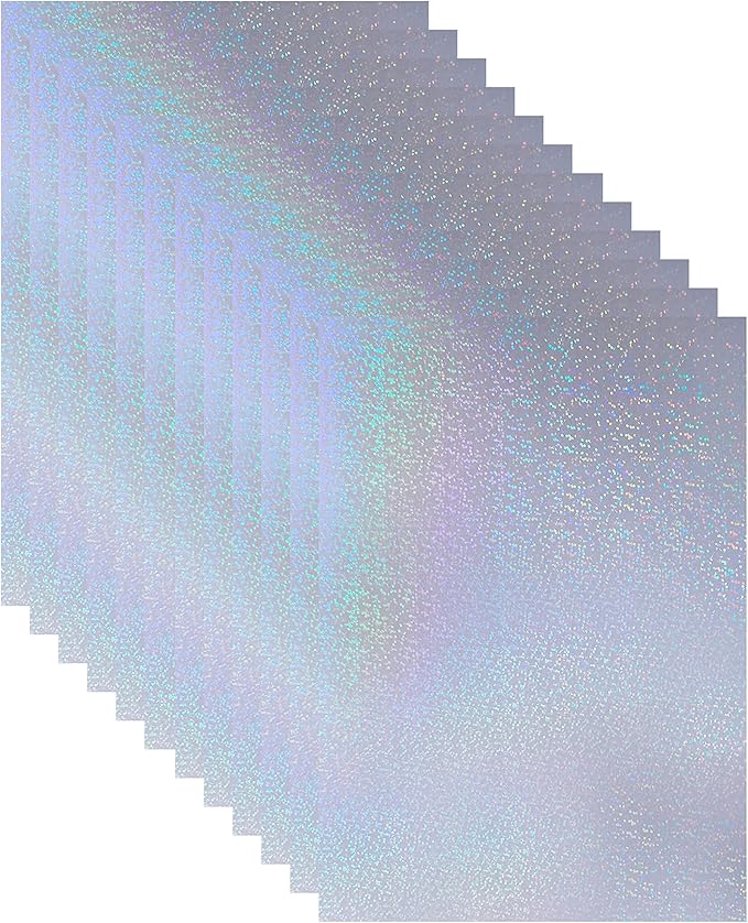Bleidruck 25 Sheets Glitter Clear Holographic Laminate Sheet Adhesive Paper | by VINYLSTICKERPAPER
