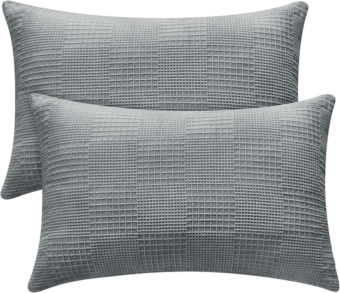BEDELITE Flannel Pillow Cases Queen Size Set of 2, Decorative Waffle Weave by BEDELITE