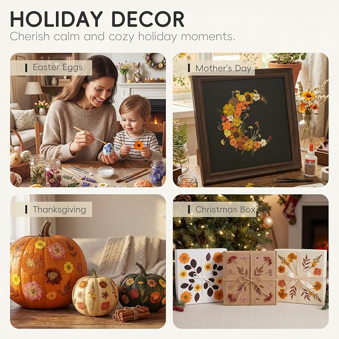 LUXEEASE 100P Autumn Dried Pressed Flowers, Warm Tone | Rust orange burgundy - Image 7