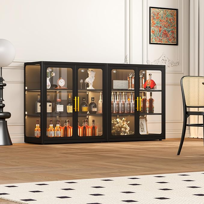 34" Display Cabinet with Glass Doors, 4-Tier Curio Cabinet with Many Color - Image 3