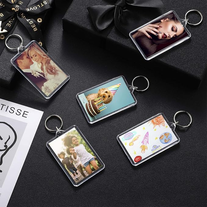 Yaomiao Acrylic Photo Frame Keychain Holder Photo Picture Insert Blank Keyring - Image 3