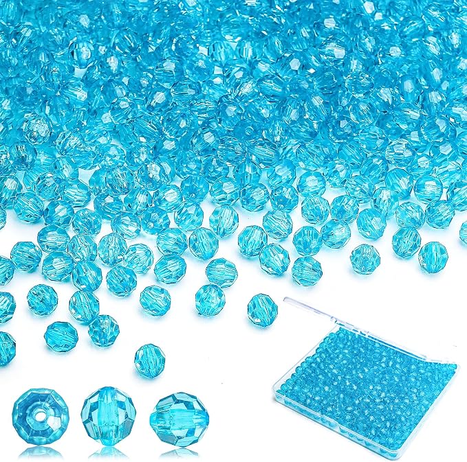 BONNY BOXX 2000pcs 4mm Acrylic Faceted Round Crystal Beads Transparent by BONNY+BOXX
