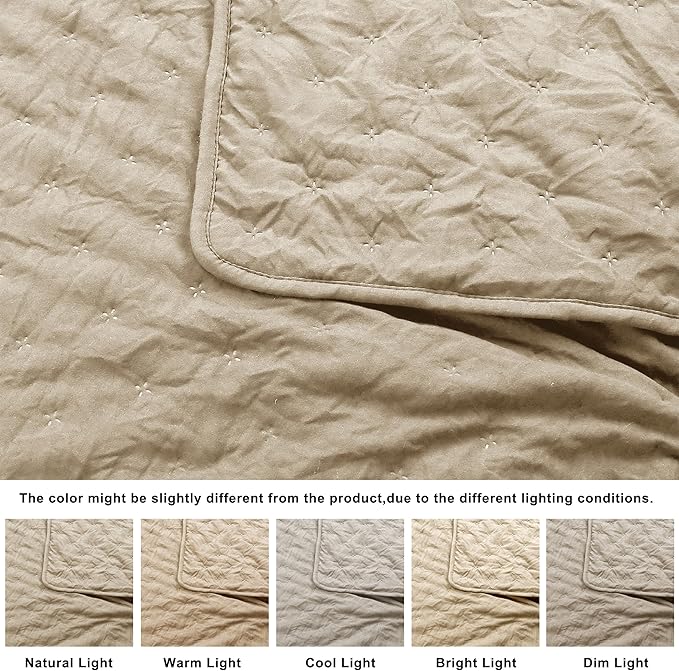 ROARINGWILD Beige Cloud Twin Size Quilt Bedding Sets - Image 6