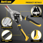 HURRICANE 3 pc Aviation Tin Snips Set, 10 Inch Metal Shears - Image 2