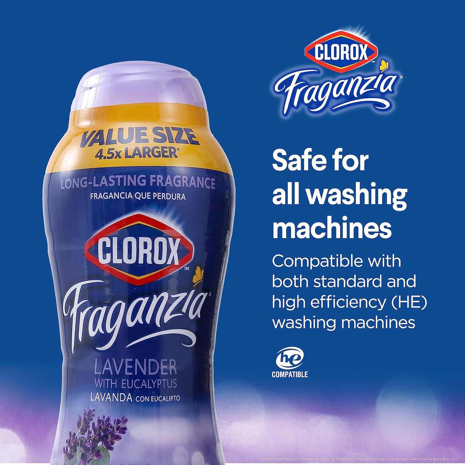 Clorox Fraganzia Laundry Scent Booster Crystals in Lavender with Eucalyptus Scent - Scented In-Wash Freshener Beads for Fresh, Clean, Great Smelling Clothes and Linens, 70 Oz - 6 Pack