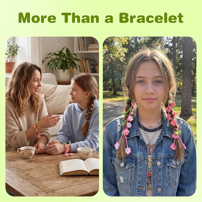 WaldyWop Crochet Kit for Beginners: 4 Flower Bracelets Starter Kit w/Videos | - Image 6