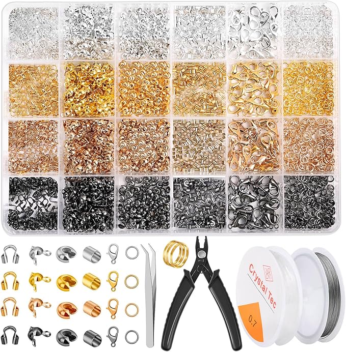 Acejoz 2165 Pcs Crimp Beads for Jewelry Making, Incliding Crimp Bead Covers by ProfessionalDIYArtSupplier