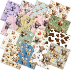 Tudomro 16 Pcs 10 x 10 Inch Highland Cow Quilting Fabric Square Cow Precuts by Tudomro
