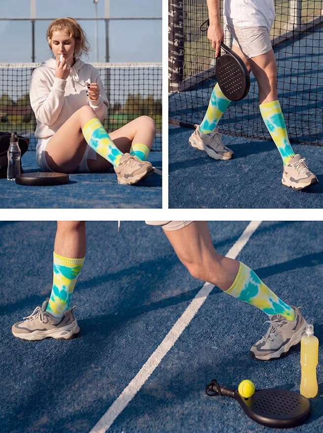 Syhood White Cotton Crew Socks for Tie dye Party Casual Soft Cushion Novelty - Image 3