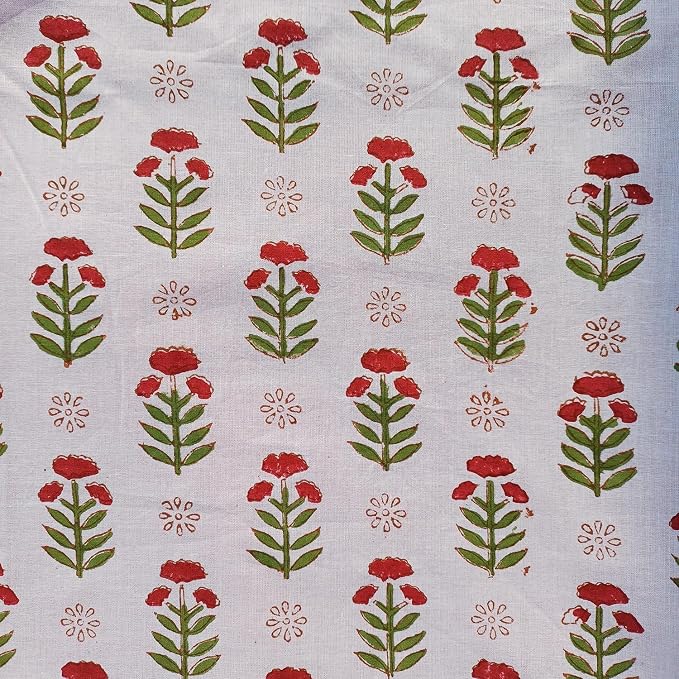 E-Tailor® Hand-Block Printed Pre-Cut Cotton Fabric Ideal - Image 2