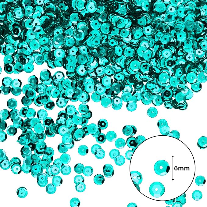 Mandala Crafts 6mm Cup Round Turquoise Sequins - Image 3