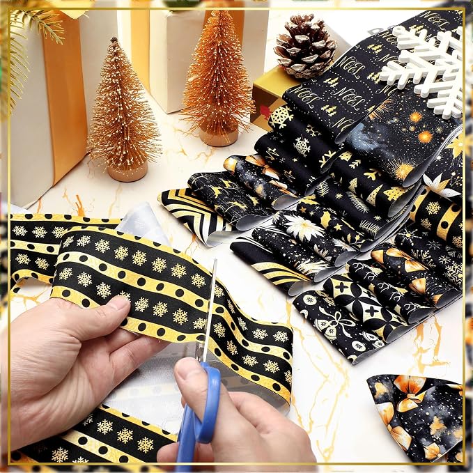 Hosuly 40 Pcs Black Gold Christmas Jelly Fabric - Image 6