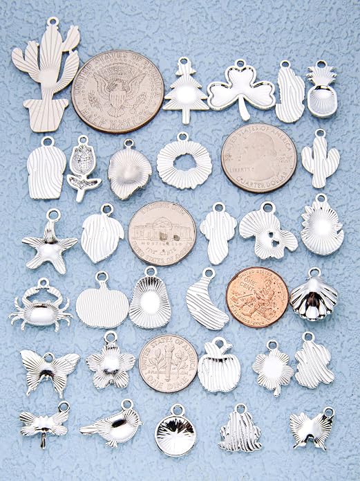 Silver-Tone Enamel Charms Set for DIY Jewelry Making - Image 3