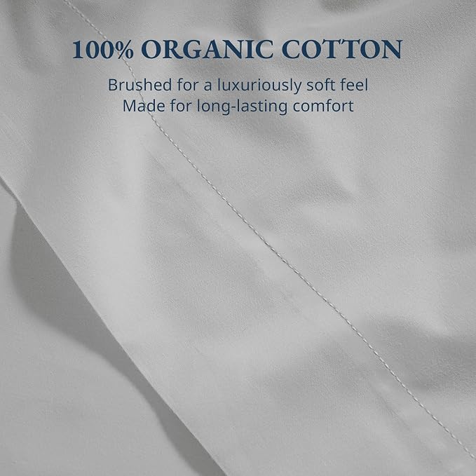 Lane Linen 100% Organic Cotton Twin Size Flat Sheet Only - Image 5