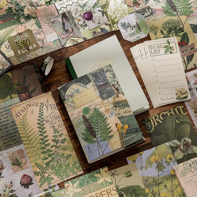 Scrapbooking Supplies Kit, Vintage Botanical Aesthetic Scrapbook Kit - Image 8