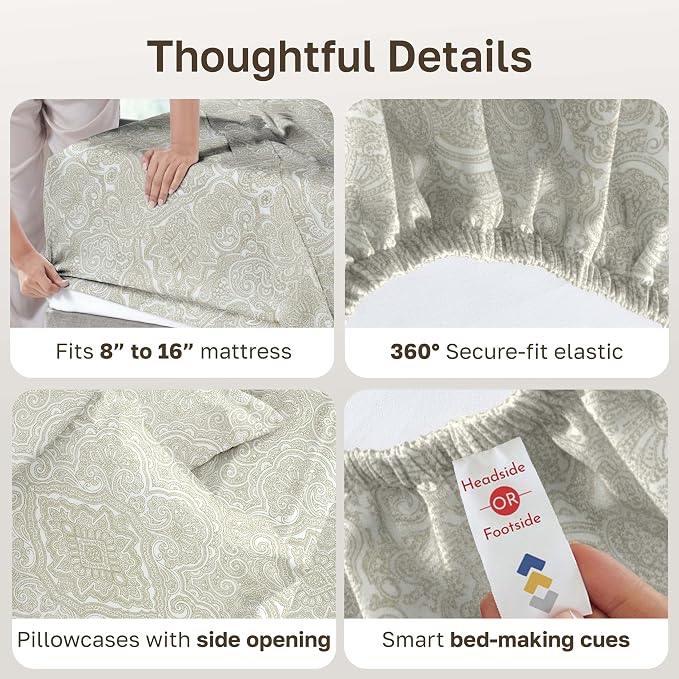 California Design Den Soft 100% Cotton Sheets Full Size Set, 400 TC Good - Image 5