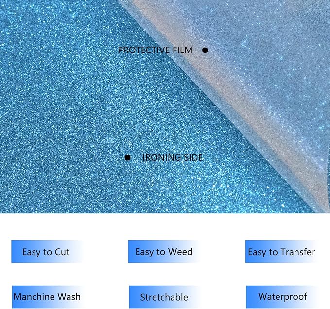 HTVVETUR Glitter HTV Vinyl Rolls Heat Transfer Vinyl - Image 4