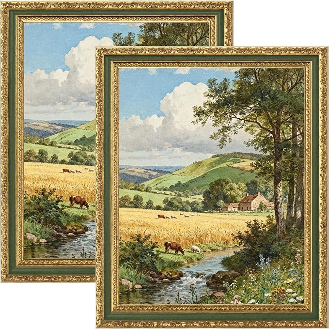 eletecpro 8x10 Vintage Picture Frame, Glass Cover, Light Green, Horizontal or by eletecpro
