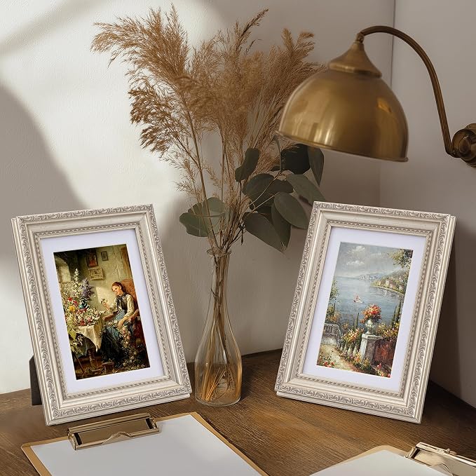 eletecpro 5x7 Vintage Picture Frame, Glass Cover, Horizontal or Vertical - Image 6