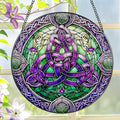 Stained Glass Window Hanging, LAOWEIKI 8'' Celtic Knot Suncatcher, Stained by Unknown