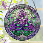 Stained Glass Window Hanging, LAOWEIKI 8'' Celtic Knot Suncatcher, Stained by Unknown