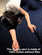 YnM 100% Cotton Weighted Blanket, Handmade Chunky Knitted Throw, No fillers - Image 4