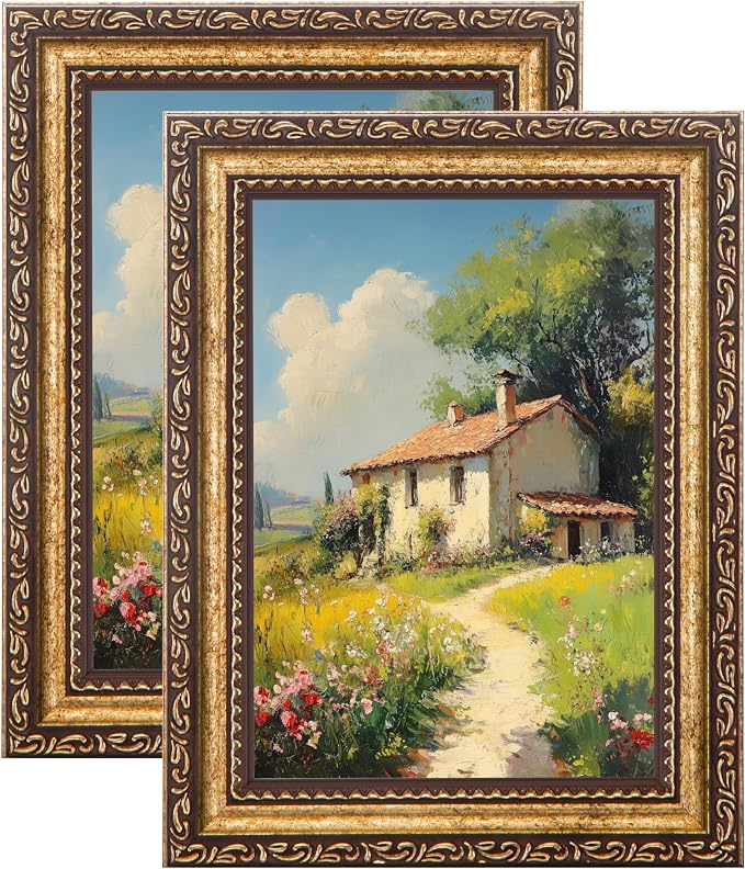 eletecpro 5x7 Vintage Picture Frame, Glass Cover, Bronze Gold, Horizontal or by eletecpro