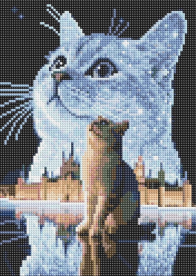Cat Diamond Painting Kit for Adults, Round Full Drill Gem Art 12x16In | 5D by Unknown