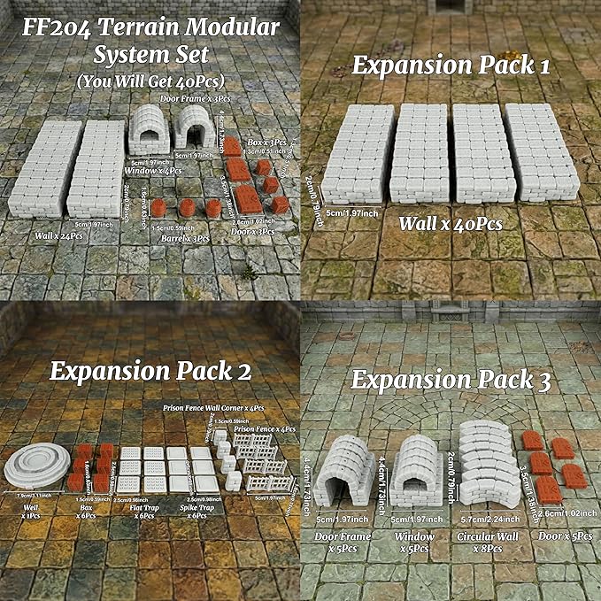 Dungeon Walls 40pcs 28mm Miniature RPG Terrain Modular System DND Terrain - Image 3