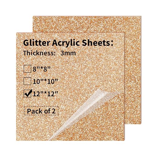 Glitter Acrylic Sheets 12 x 12 inch 1/8" Thick by gdhwcxl