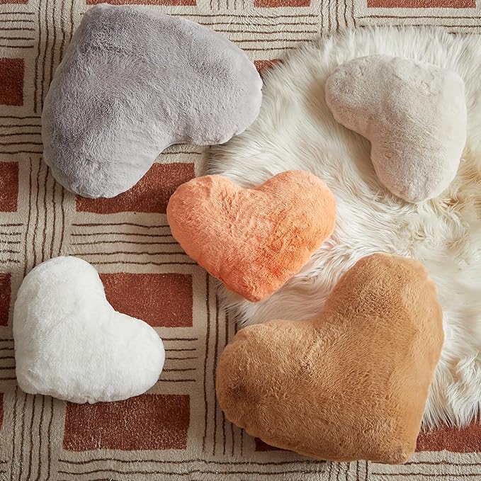 EastTree Heart Pillows, Khaki Heart Shaped Pillows, Ultra Soft Extra-Large Fluffy Pillows, Love Throw Pillows Gifts, Women Girls Living Room Decor 15x18 Inch