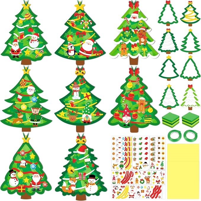 Renbuzhu 40PCS Christmas Crafts Bulk: Xmas Tree Paper Suncatchers DIY Kit by Renbuzhu