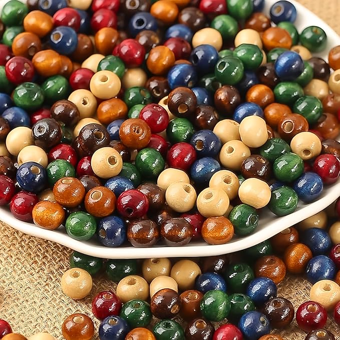 DAHI 1000PCS Colorful Wooden Beads 8mm Assorted Macrame Wooden Loose Spacer by DAHI