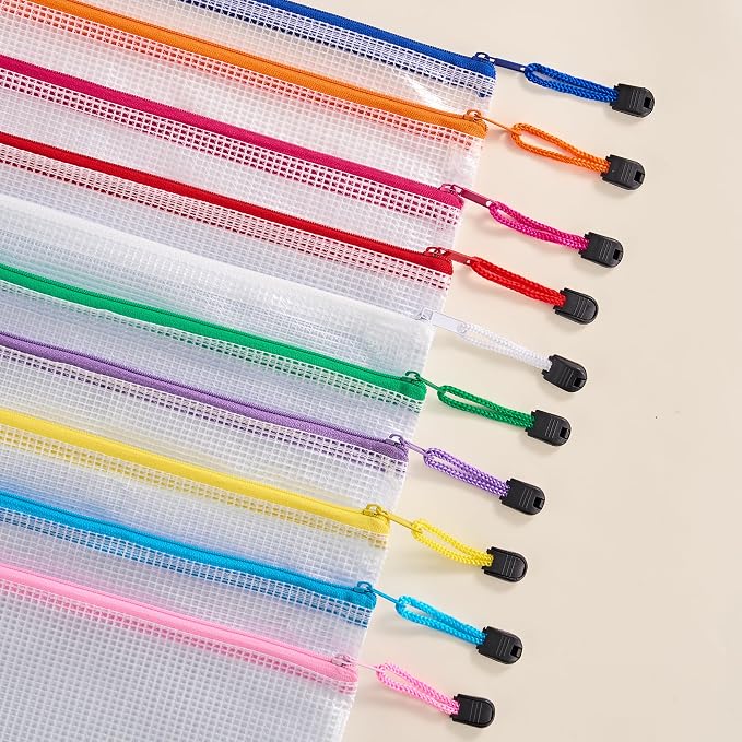 JARLINK A4 Mesh Zipper Pouch Bags, Office School Supplies, Cosmetics Travel - Image 3
